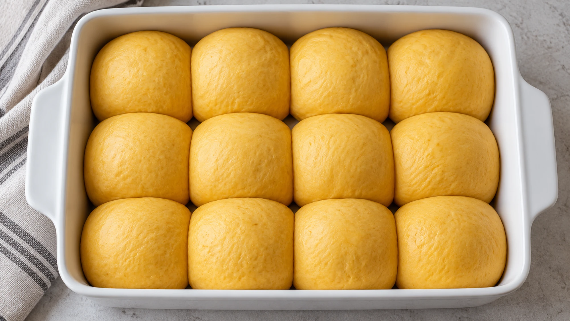 Twelve shaped pumpkin dinner rolls after their second rise